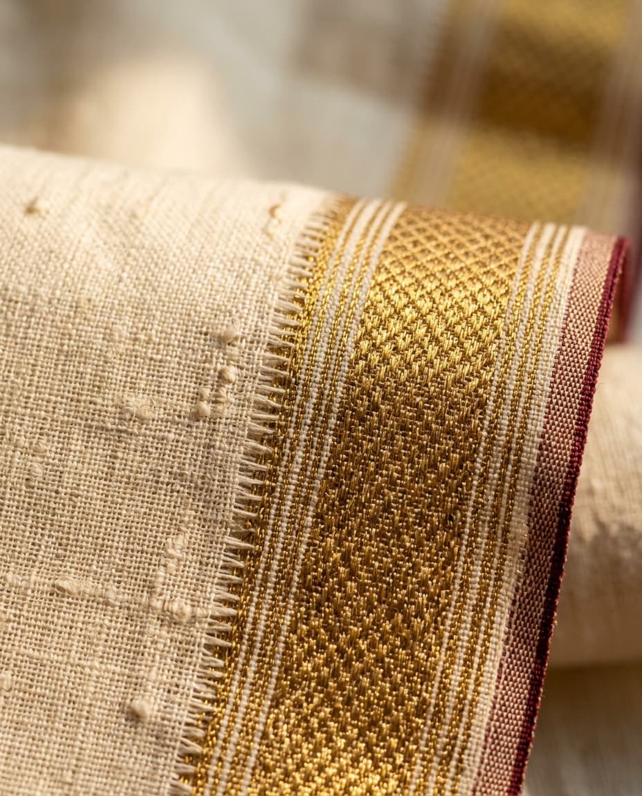 Zari Nizam border on cotton blouse fabric